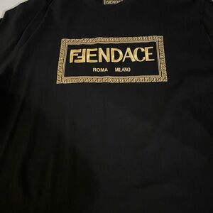 Fendace Black Top with Gold Pattern